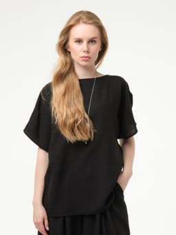 Crinkled Blouse — Black