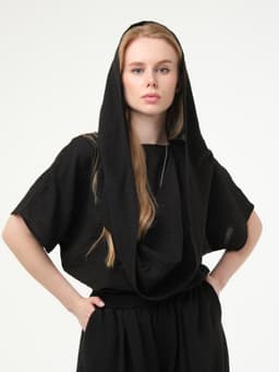 Crinkled Blouse — Black