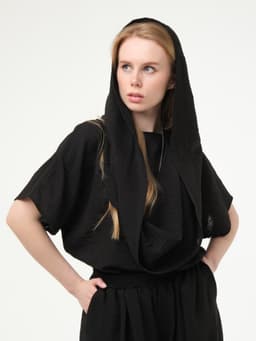 Crinkled Blouse — Black