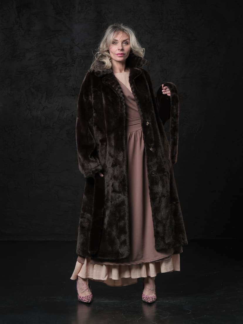 Faux Fur Coat — Chocolate, Classic