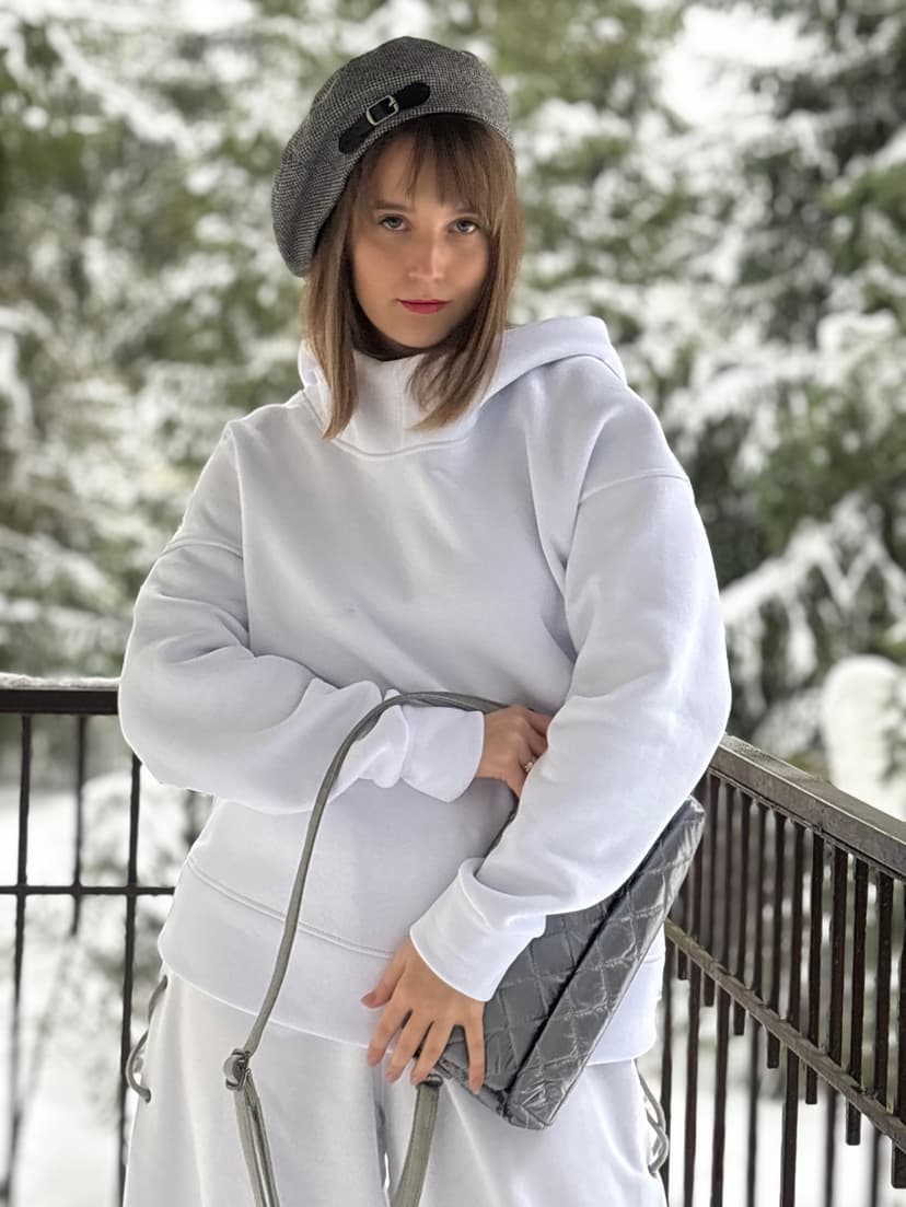 Hoodie — White, Unisex, Brushed