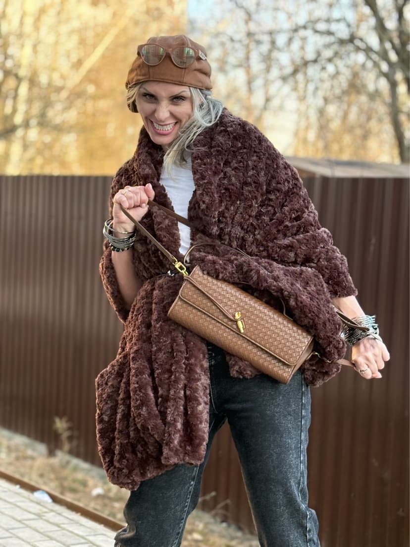 Vest/Cape with Pockets and Belt — Chocolate