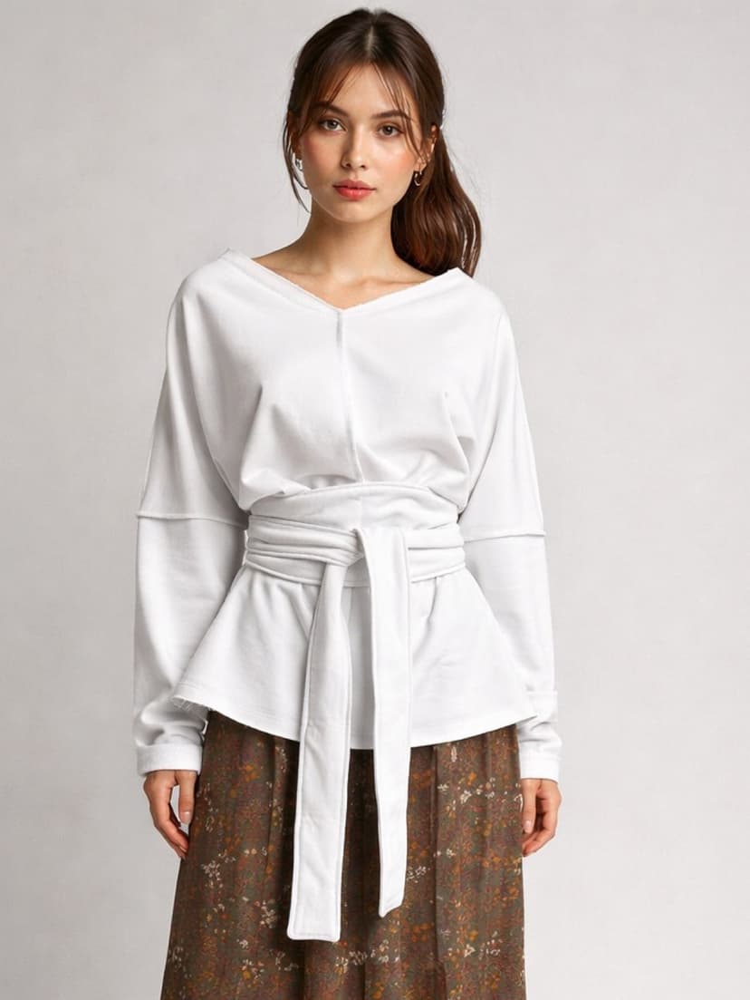 Sash — White, Loopback Fleece