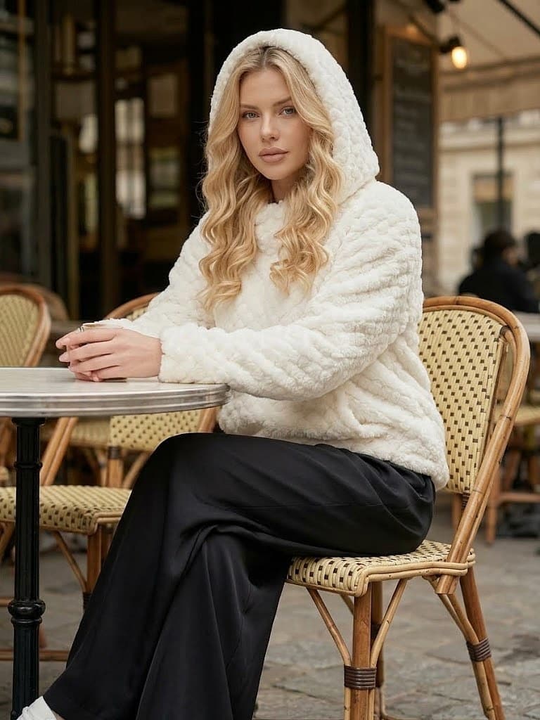 Faux Fur Hoodie — White