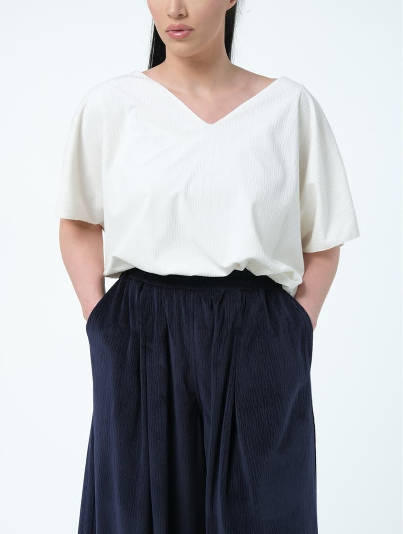 Marbled Velvet Blouse — Ivory