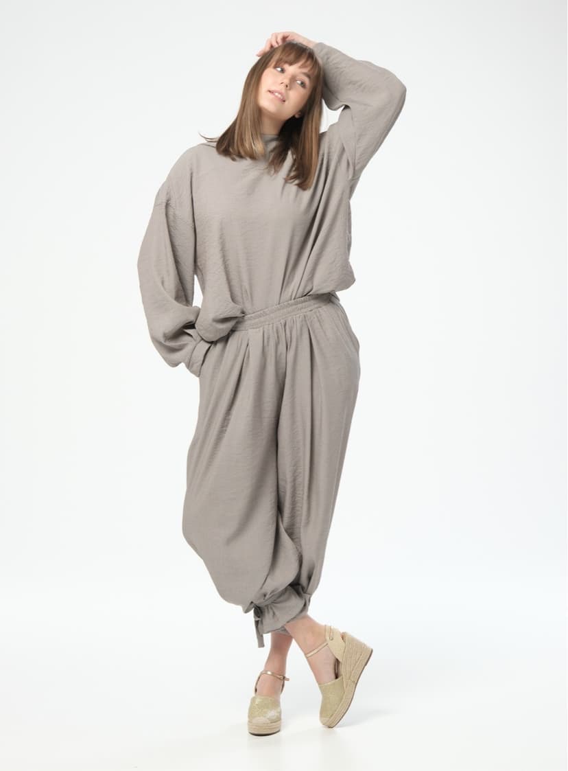 Tie-Waist Culottes — Cappuccino