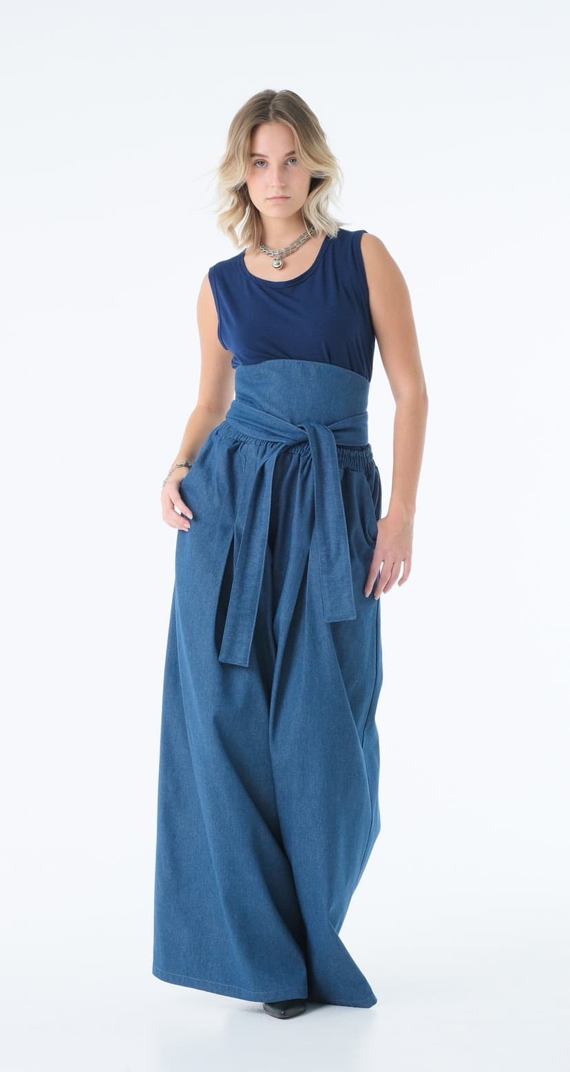 Denim Skort — Blue (sash sold separately)